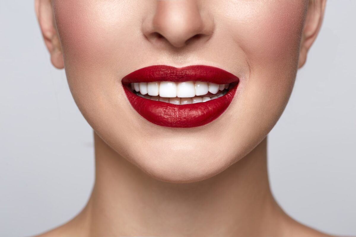 Red Lips with White Teeth