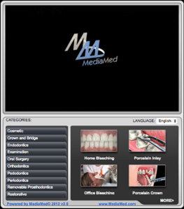 Image of a video interface created by mediamed displaying categories and dental images